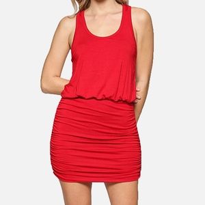 LaClef Women's Mini Ruched Tank Bodycon Dress